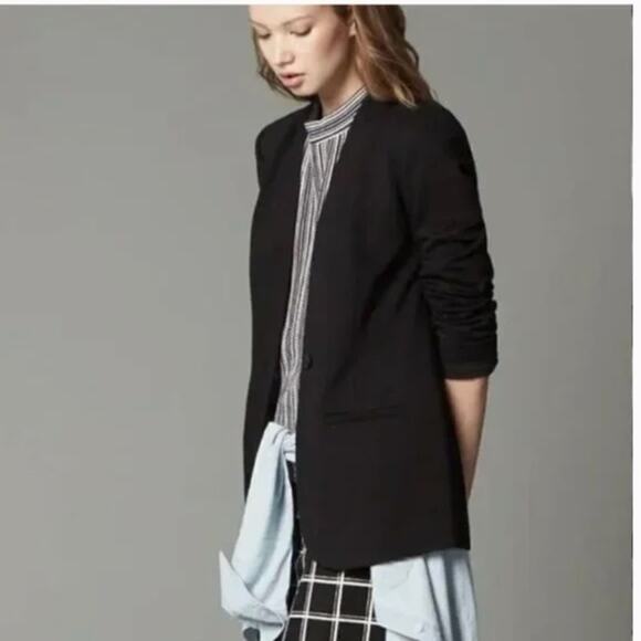 Madewell EUC Women's Black Tribune Blazer Collarless Single Button Size 4 - Picture 3 of 6